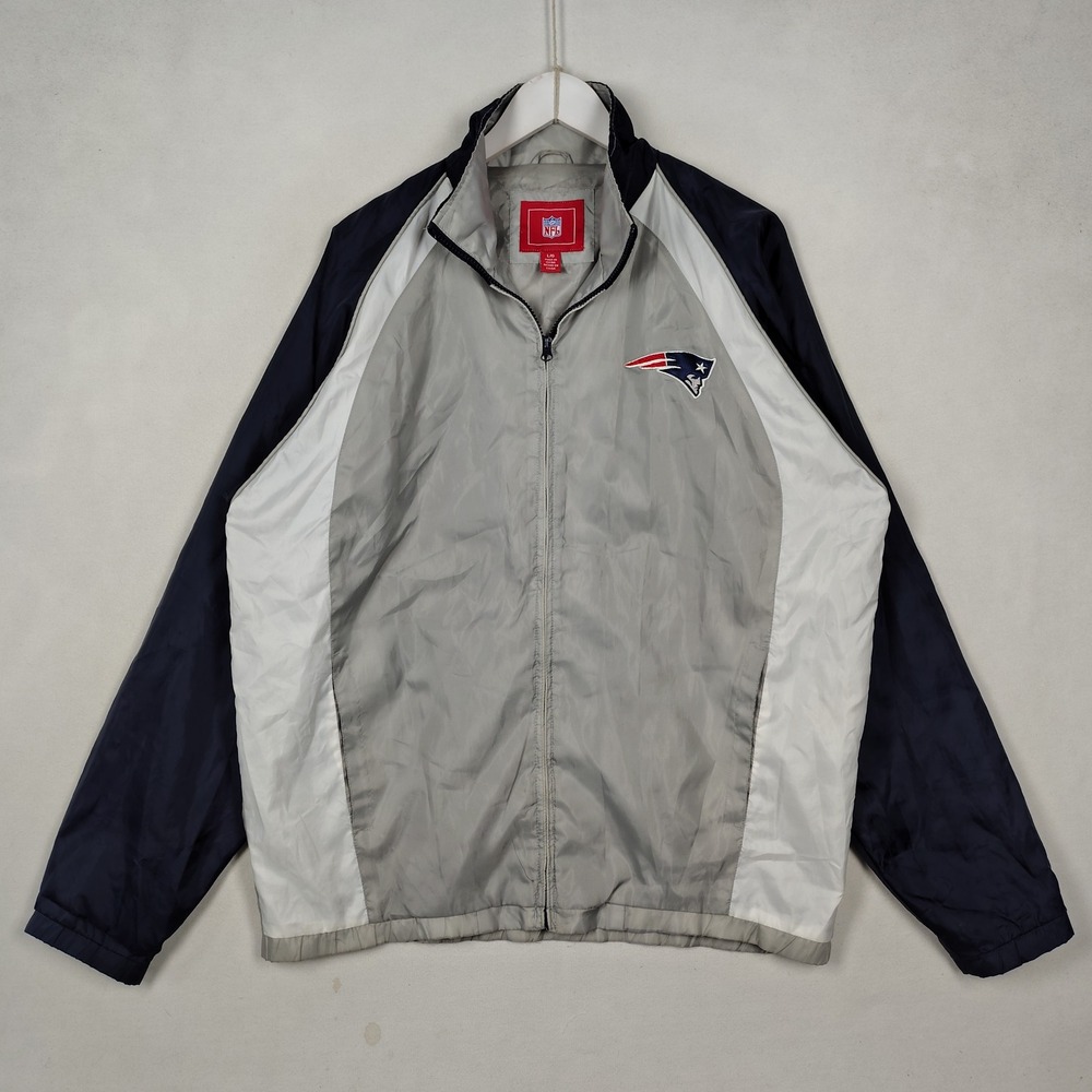NFL New England Patriots G-III Windbreaker Jacket Mens Large Grey Navy Full Zip